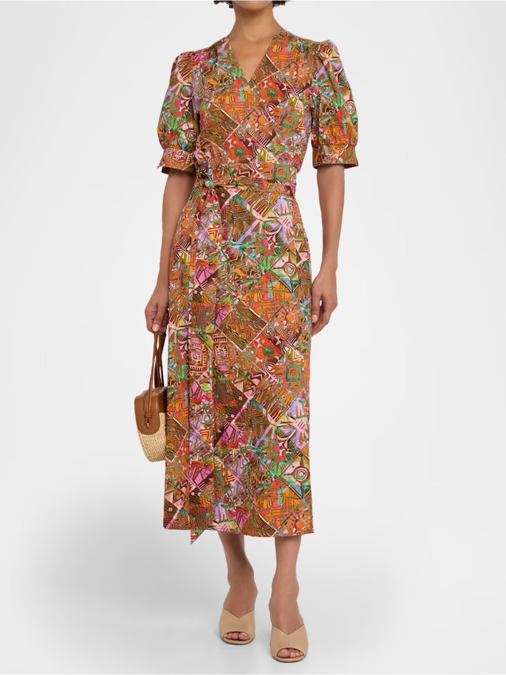 Marie Oliver - Rita Patchwork-Print Cotton Midi Wrap Dress